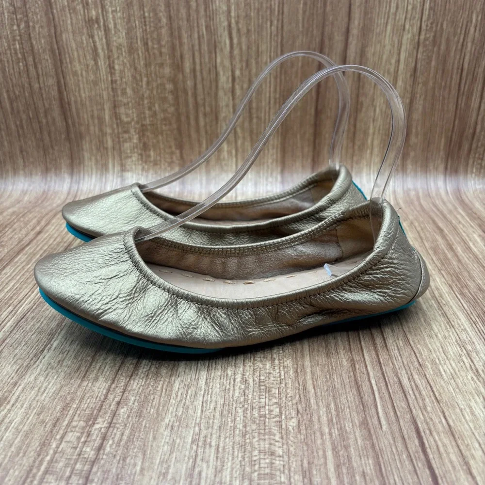 Tieks Ballet Flats Metallic‎ Gold Women Size 6 Metallic Leather Foldable Shoes